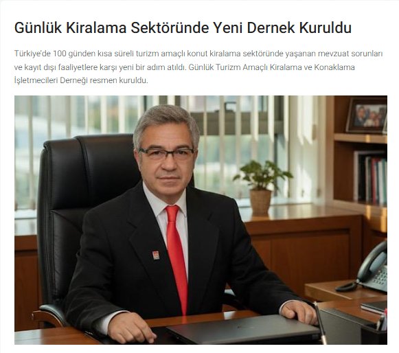 Günlük Kiralama Sektöründe Kurumsal Birliktelik: Yeni Dernek Faaliyete Başladı